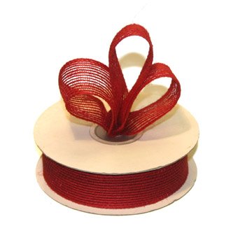 7/8" Red Jute Burlap Ribbon - 10 yds