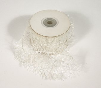 1-1/2" White Wired Eyelash Ribbon - 10 yds