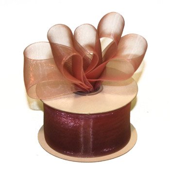 7/8" Rosy Mauve-Wine Sheer Organza Ombre Ribbon - 10 yds