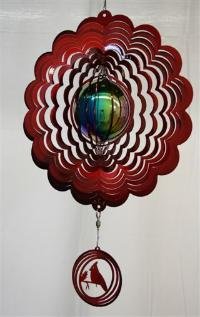 Red Gazingball With Cardinal