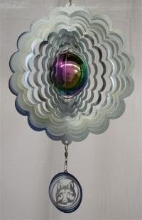 Silver Zinc Gazingball With Wolf