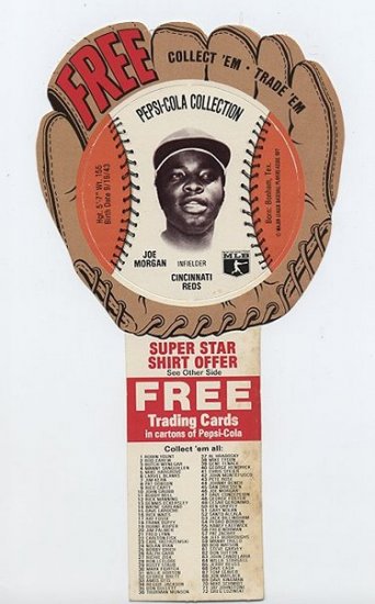 1977 Joe Morgan Pepsi Cola Baseball Glove Disc