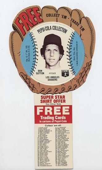 1977 Don Sutton Pepsi Cola Baseball Glove Disc