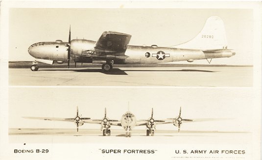 RPPC Super Fortress Boeing B-29 Post Card 1940's