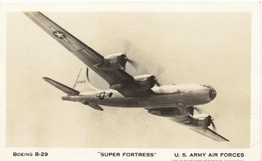 RPPC Super Fortress Boeing B-29 Post Card 1944