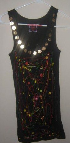 Black Tank With Gold Neckline