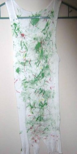 Green & White Cut Up Tank