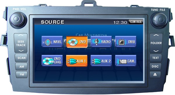 Toyota Corolla In-Dash DVD Player with GPS Navigation System