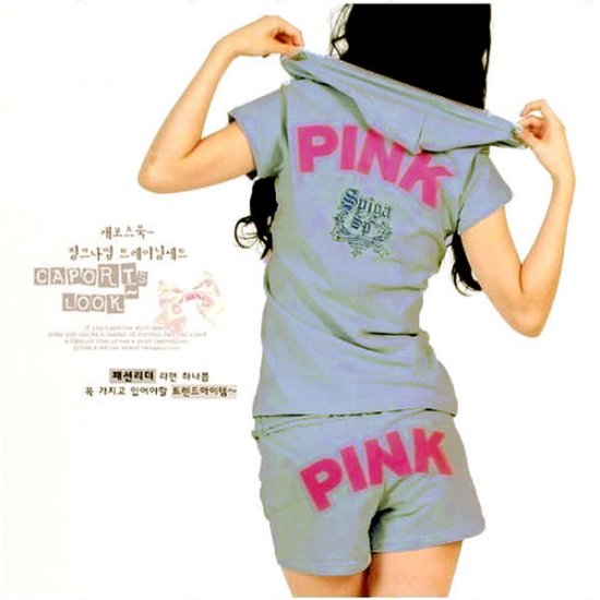 ''Pink'' Top and Shorts in Blue