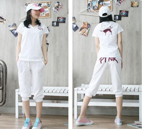 #813 White ''Pink'' Top & Capris