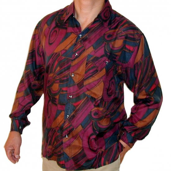 Men's Printed 100% Silk Shirt (Small, Item# 108)
