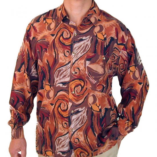 Men's Printed 100% Silk Shirt (Small, Item# 106)