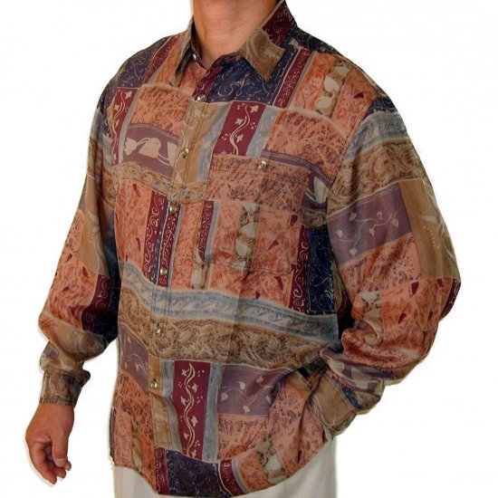 Men's Printed 100% Silk Shirt (Small, Item# 104)