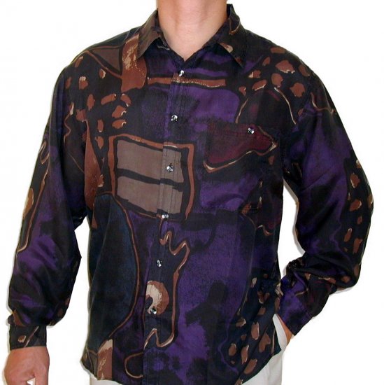 Men's Printed 100% Silk Shirt (Small, Item# 103)