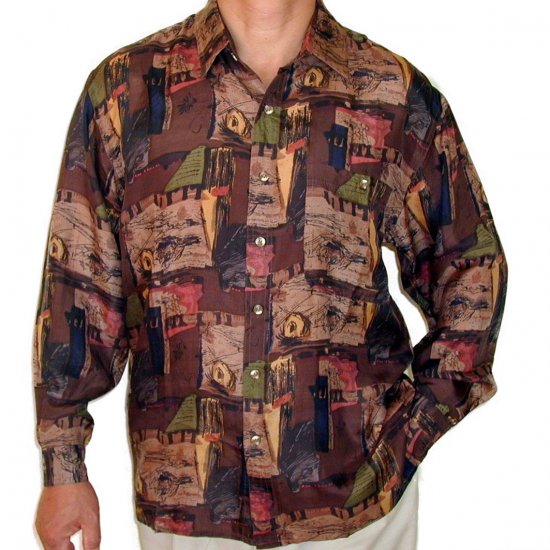 Men's Printed 100% Silk Shirt (Small, Item# 102)