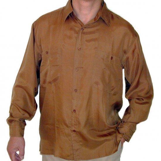 Men's Gold 100% Silk Shirt (Small, Item# 208)