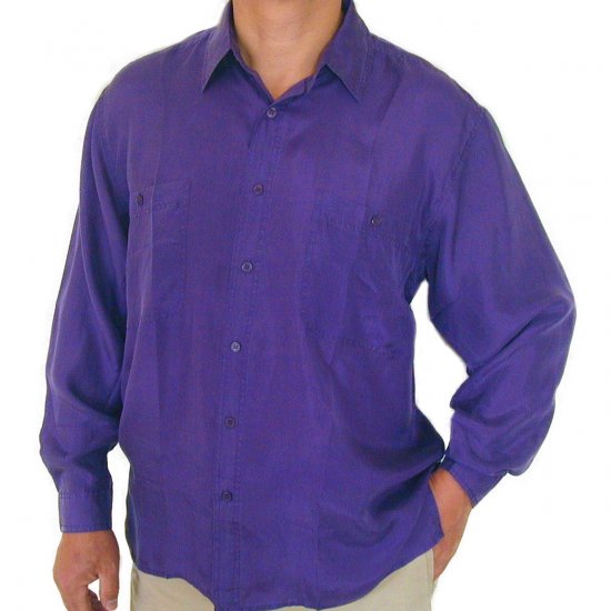 Men's Purple 100% Silk Shirt (Small, Item# 201)