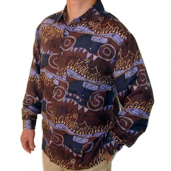 Men's Printed 100% Silk Shirt (Large, Item# 107)
