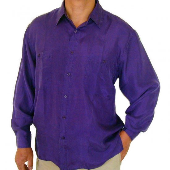 Men's Purple 100% Silk Shirt (Large, Item# 201)