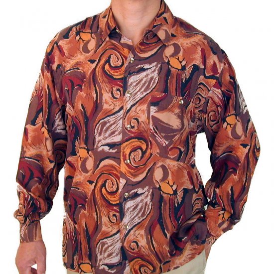 Men's Printed 100% Silk Shirt (Medium, Item# 106)