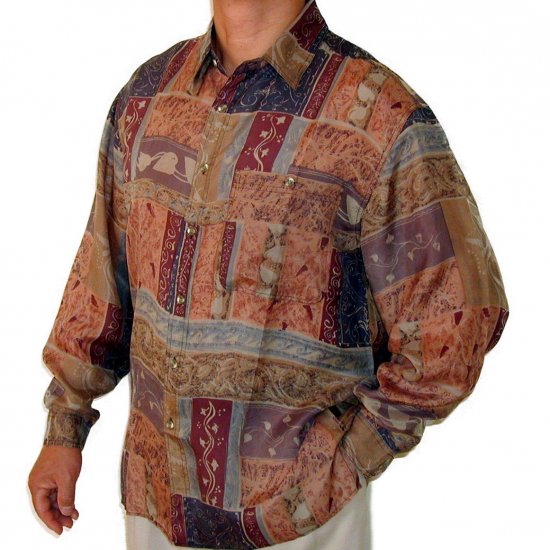 Men's Printed 100% Silk Shirt (Medium, Item# 104)
