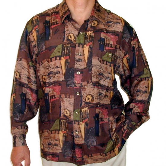 Men's Printed 100% Silk Shirt (Medium, Item# 102)