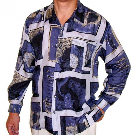 Men's Printed 100% Silk Shirt (Medium, Item# 101)