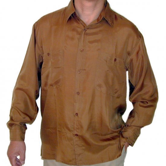 Men's Gold 100% Silk Shirt (Medium, item# 208)