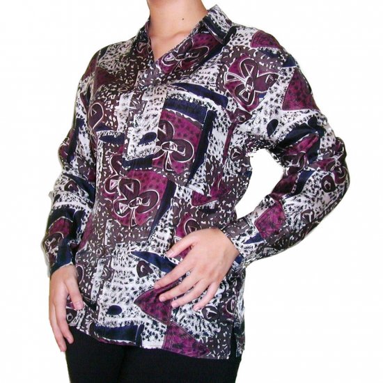 Women's Pattern 100% Silk Blouse (L, Item# 112)