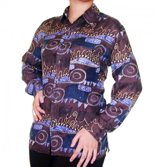 Women's Pattern 100% Silk Blouse (L, Item# 107)