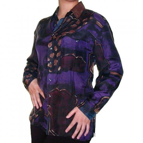 Women's Pattern 100% Silk Blouse (L, Item# 103)