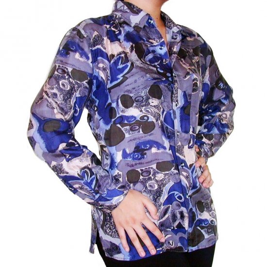 Women's Pattern 100% Silk Blouse (M, Item# 110)