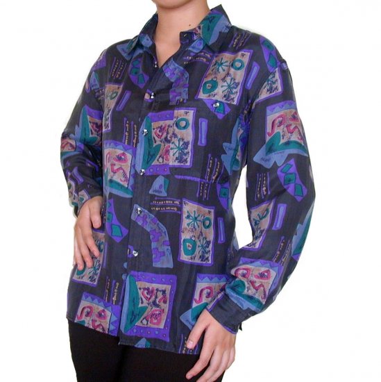 Women's Pattern 100% Silk Blouse (M, Item# 109)