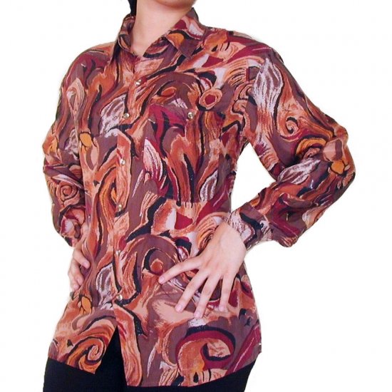 Women's Pattern 100% Silk Blouse (M, Item# 106)