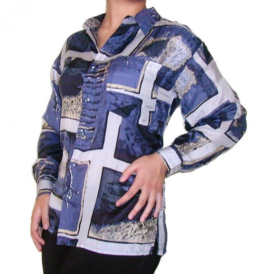Women's Pattern 100% Silk Blouse (M, Item# 101)