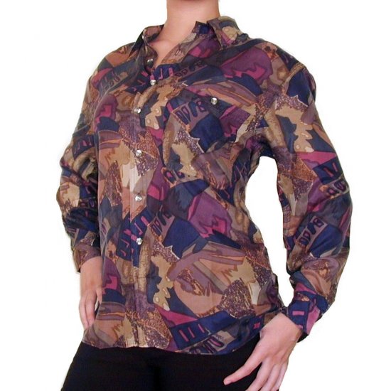 Women's Pattern 100% Silk Blouse (S, Item# 113)