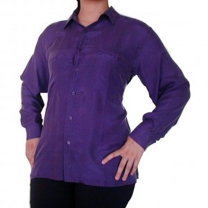 Women's Purple 100% Silk Blouse (XL, Item# 201)