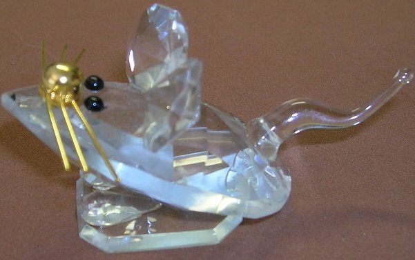 Cute Little Cut Crystal Mouse Figurine - Rainbow Crystal Slovakia