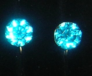 Large Aqua Blue Rhinestone Screw on Earrings