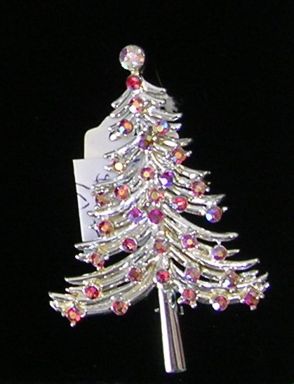 DODDZ Christmas Tree Rhinestone Brooch / Pin