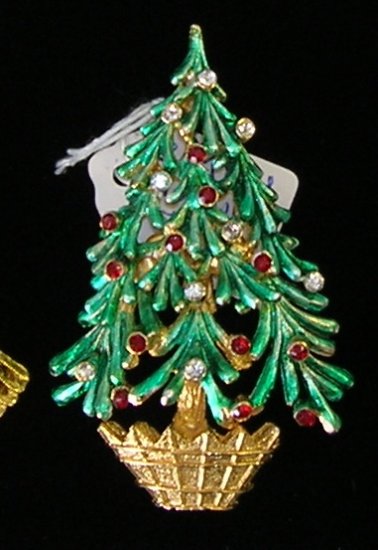 MYLU Christmas Tree Rhinestone Brooch / Pin
