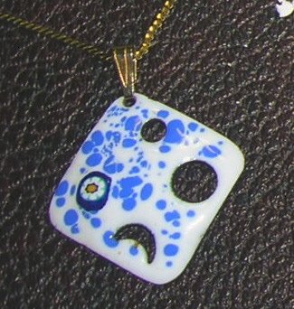 Vintage Enamel on Copper Square Pendant on GF Chain