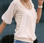 Lantern sleeve blouse - Sizes: S, M, L - Also available in black and white