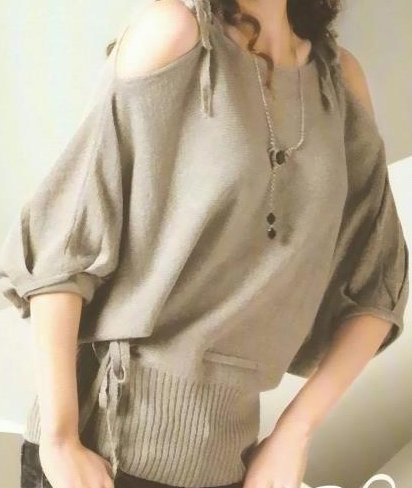 Metallic grey detailed knit top - One size