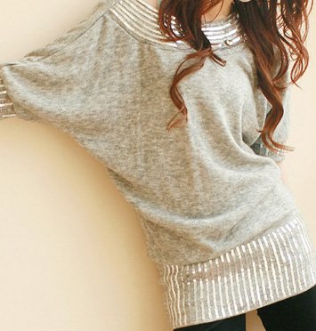 Wool blend with paillette detailing shirt - One size - Also available in ivory and charcoal