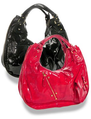 Exclusive oversized red patent hobo handbag/purse