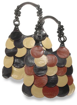 Lovely multi-black and brown circle flap/patch handbag