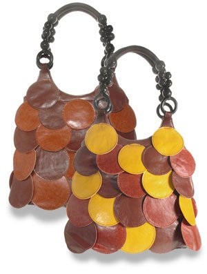 Lovely multi-brown and yellow circle flap/patch handbag
