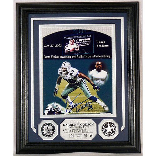 Darren Woodson Autographed Photo Mint W/ Two Silver Coins