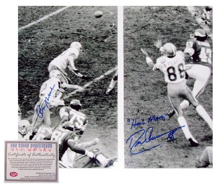 Roger Staubach & Drew Pearson Dual Autographed Photo - Hail mary 16 x 20